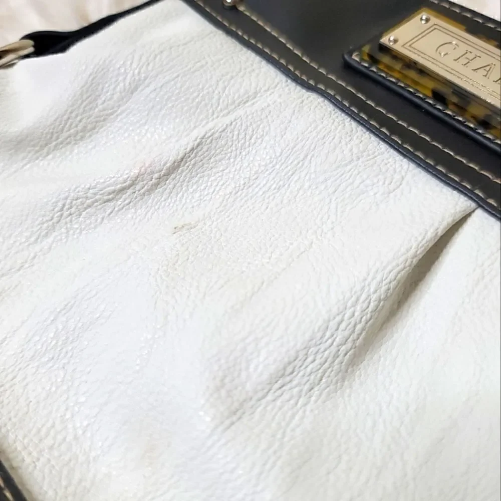 Chaps Colorblock Black & White Faux Leather Crossbody